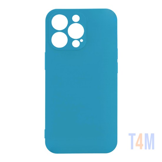 Capa de Silicone com Moldura de Câmera para Apple iPhone 13 Pro Azul Claro